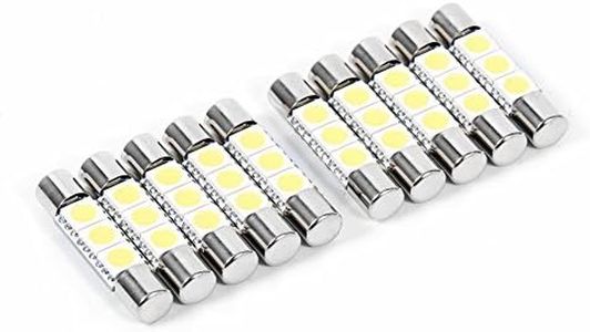 Akozon Bombilla LED Festoon para coche, 10 piezas 3-SMD 29-30 mm 6641 Fusible bombilla LED apta para luces de espejo de vanidad y luces de visera solar, 6000 k blanco