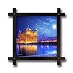 Generic Poster N Frames Cross Wooden Frame Hand-Crafted with Photo of Golden Temple Amritsar Size (16.5x16.5inch,Wood,Multicolour), Medium