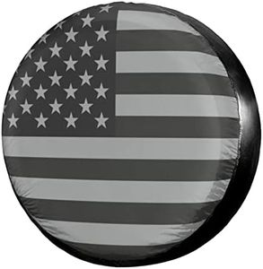 Black America Flag Spare Tire Cover Waterproof Dust-Proof UV Sun Wheel Tire Cover Fit Trailer, RV, SUV and Many Vehicle 14 Inch