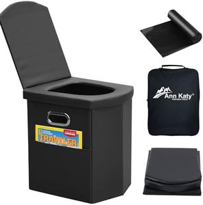 Ann Katy Upgrade XL Portable Toilet for Adults, Extra Large Portable Travel Floding Toilet, Camping Tall Toilets with Lid for Adults and Kids Compact Potty for Car,Hiking,Beach -Leather,Density board