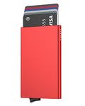 VULKIT Pop Up Wallet, Slim Minimalist Credit Card Holder For Men and Women RFID Blocking Mini Metal Case Red