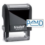 Trodat Printy 4911 Self-Inking Stamp with PAID Message with Box for Date - Blue Pad - Produced from up to 65% Recycled Plastic