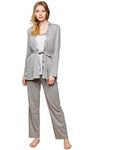 Motherhood Maternity Women's Maternity Satin Trim 3 Piece Pajama Set with Nursing Function