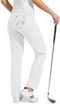 Willit Women's Golf Pants Stretch Hiking Pants Quick Dry Lightweight Outdoor Casual Pants with Pockets Water Resistant White 14