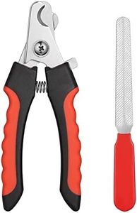 Emily Pets Dog Nail Clippers Professional Pet Nail Clipper & Trimmers with Safety Guard to Avoid Over Cutting, Grooming Razor with Nail File for Medium and Large Dog and Cat, Red