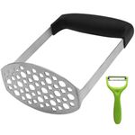 Stainless Steel Potato Masher with Paring Knife, All-in-One Kitchen Masher Kit, Non Slip Handle, Easy to Clean, for Sweet Potatoes Cheese Jam Vegetable