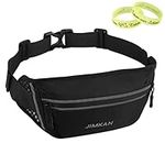 JIMKAN Bum Bag Waterproof, Fanny Pack Sport for Women Men Breathable Grid Design with 2 Reflective Bracelets, Waistpacks Scalable with Headphone Hole, Adjustable Belt for Cycling, Dog Walking