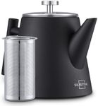 SILBERTHAL Stainless Steel Teapot with Infuser - for 6 Cups - Black - Removable Infuser for Loose Tea - 1 LTR