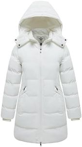WenVen Women's Padded Winter Parka Coat Slim Fitted Puffer Jacket with Adjustable Hood (White,2XL)