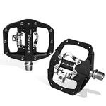 BUCKLOS SPD Pedals PD-M680 Mountain Bike Clip in SPD Flat Combo Dual Sided Pedals - Road Bike MTB Clipless Sealed Bearing Bicycle Clips Pedal Compatible with Shimano SPD Cleats (Black