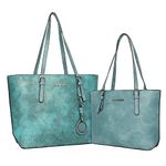 Montana West Tote Handbags for Women Concealed Carry Purses Vegan Leather Hobo Shoulder Bag 3pcs Purse Set, 2 Set-turquoise#sculpture