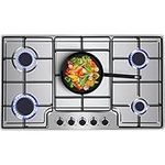 36-inch gas stove with 5 burners, NG LPG built-in gas stove, convertible stainless steel gas stove, 5-burner built-in gas stove, thermocouple protection for household kitchens, easy to clean (36 Inch)