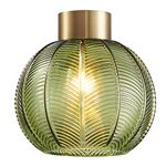 HARPER LIVING Green Glass Lampshade, Pendant Lighting Easy Fit Shade, Elegant Green Glass Ceiling Pendant Light Shade with Antique Gold Top, Lovely Shade, 20.5cm Diameter (Green)