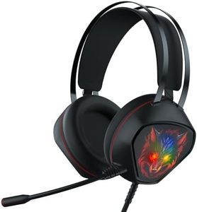 Syndesmos Gaming Headsets for Xbox One Series X/s, PS5, PC, PS4, Switch, Stereo Wired Over-Ear Gaming Headphones with Noise Cancelling Microphone, Dynamic RGB Light, Bass Surround(Black)