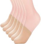 MANZI Women's 6 Pairs Non-Skid Toe Topper No Show Liner Socks Nude