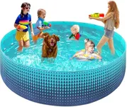 Jasonwell Foldable Dog Kiddie Pool - Hard Plastic Kids Paddling Pool Toddler Baby Swimming Pool for Backyard Collapsible Whelping Box Pet Doggie Cats Wading Pool Bathtub for Puppy Large Dogs 97In