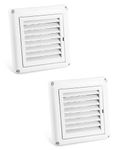 QWORK 4" Louvered Vent Cover - Stop Birds Nesting for Outside Dryer Exhaust Air Vent Cover with Screws for Easy Installation, 2Pack (White)