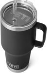 YETI Rambler Straw Mug, Stainless Steel Vacuum Insulated Mug with Stronghold Lid, Black, 35 oz (1035 ml)