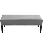 Soft Dining Room Bench Covers Stretch, Velvet Upholstered Bench Slipcover With Elastic Bottom Stain Resistant Removable Bench Seat Protector Washable For Bedroom Kitchen-dark grey-Large