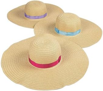 Fun Express Adult Floppy Sun Hats (Set of 6 Straw Hats) Women's Apparel Accessories