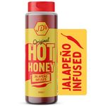 JD's Hot Honey Original | Premium Red Jalapeno Infused Spicy Honey with Red Jalapeno Chilli Flakes | Hot Sauce for Pizza, BBQ, Chicken & more | 1 x 350g