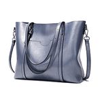 Womens Handbags Soft Leather Large Capacity Retro Vintage Top-Handle Casual Pocket Tote Shoulder Cross-Body Bags Sky Blue