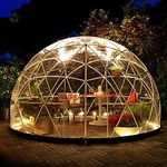 Greenhouse Garden Dome Igloo, 12 * 7.2 ft PVC Dome Tents, Weatherproof Greenhouse Garden Bubble Tent with 2 * 10m Light Strings, Transparent Garden Dome House for Outdoor, Party