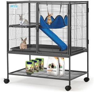 HABUTWAY 36.5''H Large Metal Rolling Ferrets Cage, 2-Tiers Small Animal Cages, Cage for Rats/Chinchillas, 0.5'' Bar Spacing for Ferret,Small Animal Cage w/Removable Ramp & Platform