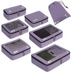 ECOHUB Packing Cubes for Suitcase 7 PCS Travel Organiser Packing Bags Recycled PET Eco Friendly Travel Accessories Shoes Bags for Travel Storage Bag Luggage Organiser Bags Travel Pouch(Purple)