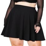 Moon Wood Women's Plus Size Mini Skater Skirt- Basic Versatile High Waisted Flared Casual Stretchy Skirts Black