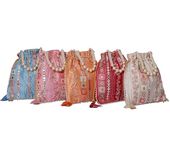 Betterminds Return Gifts Women potli Bags (Pack of 3), Wedding, Housewarming, Corporate Gifts, Baby Shower Return Gifts, Lucknowi potli Purse