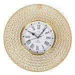 Crafted Ideas Decorative Metal and Crystal Work Abstract Wall Clock (Gold, 42 cm, Dial 20 cm)