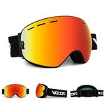 Vgooar OTG Ski Goggles, Frameless Ski Goggles with Anti-Fog Double Spherical Lens, 100% UV400 Protection Ski Snow Goggles for Men/Women