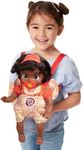 Disney Princess Moana Baby Doll with Carrier Set, Official Disney by Jakks Pacific, Includes Baby Moana Doll with Baby Carrier, and Accessories, for Girls, Roleplay Fun for Kids 2+