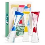 THE TWIDDLERS - 3 Sensory Anti-Gravity Timer Hourglasses - Liquid Motion Timers - 19cm, 3 Colours (Red, Blue, Yellow) - Calming Sensory Toys for Stress Relief