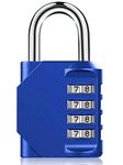 Combination Locker Padlock, BeskooHome Resettable 4-Digit Heavy Duty Combination Padlock Outdoor for Shed Gate, Backyard, Fence, Garage, Gym, School Locker (1 Pack Blue)