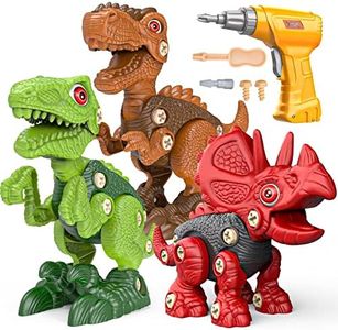 Sanlebi Toy for 4 5 6 7 Year Old Boys Take Apart Dinosaur Toys for Kids Building Toy Set with Electric Drill Construction Engineering Play Kit STEM Learning for Boys Girls Age 3 4 5 Year Old
