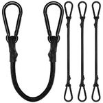 Bungee Cords with Carabiner, 18 Inch Long Heavy Duty Bungee Cords with Carabiner Clip Outdoor, 1/3 Inch Black Extra Strong Elastic Rope with Carabiner Hooks for Camping, Tarps, Bike Rack, Tent, 4 Pack