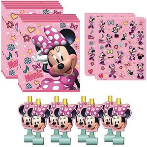 Unique Minnie Mouse Party Favor Bundle | Pencils, Stickers, Blowouts, Loot Bags | Kids Birthday Party, Baby Shower Decor, Party Decoration Supplies