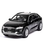 FEXXA 1:32 Scale Exclusive Alloy Metal Pull Back Die-cast Car Model with Sound Light Mini Auto Toy for Kids Metal Model Toy Car with Sound and Light? (AUDI Q8 - BLACK-1)