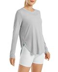 G4Free Women's UPF 50+ UV Shirts Long Sleeve Workout Sun Shirt Outdoor Gym Hiking Tops Quick Dry Lightweight Grey