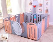 MONSTECH Small Baby Playpen 120x120cm � Playpen for Babies up to 5 Years with Anti-Fall Rings, Safety Lock, Breathable Mesh � Playpen for Babies, Kids Activity Center (150 * 150-MediumPlastic)