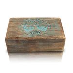 reat Birthday Gifts Handmade Decorative Wooden Jewelry Box Tree Of Life Carving Jewelry Organizer Keepsake Box Treasure Chest Trinket Holder Watch Box Storage Lock Box Housewarming Gift (Blue)