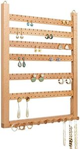 Mymazn Beech Earring Wall Holder Hanging Jewelry Organizer Assembly Display Wall Mount Organizer for Necklaces Rings Scrunchies