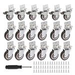 Datanly 16 Pack Side Mount Casters with Brake 2 Inch L Shape TPE Plate Casters Small Caster Wheels Furniture Casters 360 Degree Swivel Wheels for Furniture, Table, Carts Trolley, Cabinet