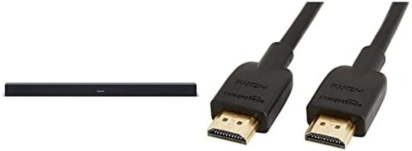Sharp HT-SB140MT 2.0 Barra de Sonido Cine en casa, Bluetooth con HDMI ARC/CEC + Amazon Basics Cable HDMI 2.0 de Alta Velocidad Ultra HD, Compatible con formatos 3D y con Canal de Retorno de Audio, 0