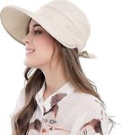 AARAM Wide Brim UV Protection Convertible Visor Cap - Ideal Sun Hat for Women, Beach wear, Resort wear Rain Hat & Summer Hat for Women’s Sun Protection Ideal Accessory for Stylist Photos Beige