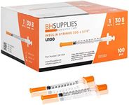 BH Supplies Insulin Syringes U-100 30G 1ml/cc 5/16" (8mm) Pack of 100 Pcs