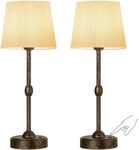 RORIA 2 Pack Battery Powered Cordless Vintage Touch Table Lamps, 5000mAh Battery Operated Lamps, Rechargeable Portable Bedside LED Desk Lamp for Bedroom/Restaurant/Desk/Couple Dinner (Bronze)