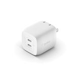 Belkin 45W Dual USB-C Wall Charger, Fast Charging Power Delivery 3.0 w/GaN Technology for iPhone 16, 16 Pro, 16 Pro Max, 15, 14, Pro, Pro Max, Mini, iPad Pro 12.9, MacBook, Galaxy S24, & More - White